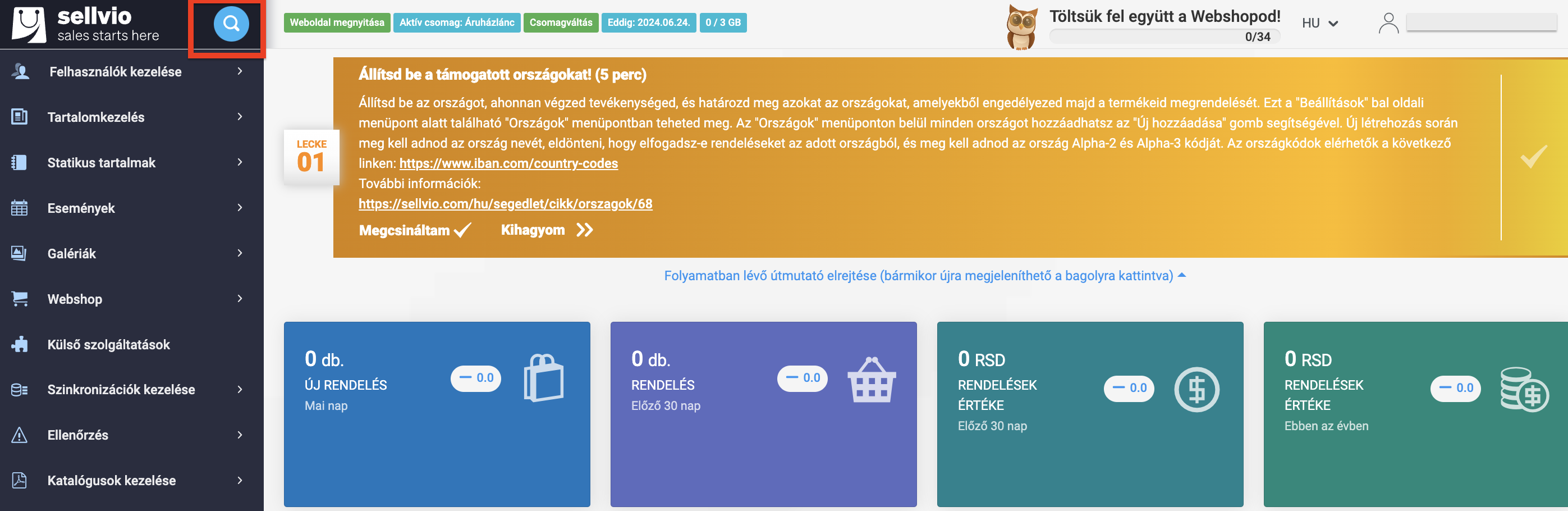 Képernyőkép a frissítésről