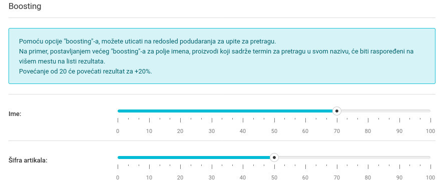 Podešavanje pretrage